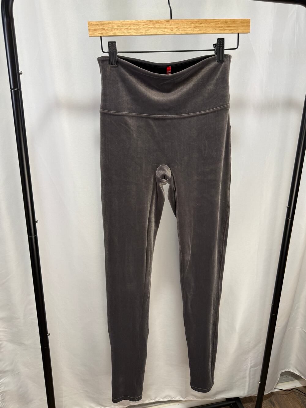 SPANX Women’s M Gray Velvet Leggings High Rise Stretch Skinny Pull On